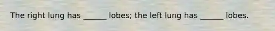 The right lung has ______ lobes; the left lung has ______ lobes.