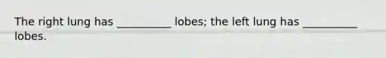 The right lung has __________ lobes; the left lung has __________ lobes.