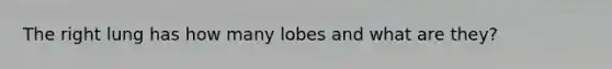 The right lung has how many lobes and what are they?