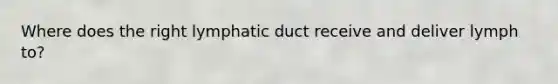 Where does the right lymphatic duct receive and deliver lymph to?