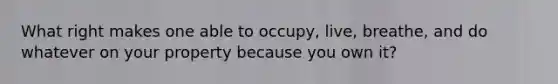 What right makes one able to occupy, live, breathe, and do whatever on your property because you own it?