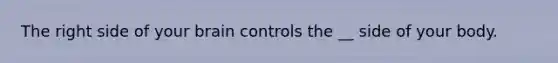 The right side of your brain controls the __ side of your body.