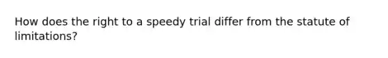 How does the right to a speedy trial differ from the statute of limitations?