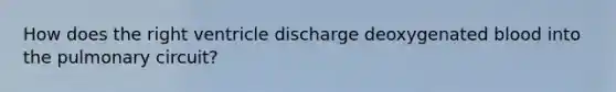 How does the right ventricle discharge deoxygenated blood into the pulmonary circuit?