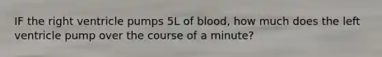 IF the right ventricle pumps 5L of blood, how much does the left ventricle pump over the course of a minute?