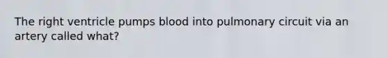 The right ventricle pumps blood into pulmonary circuit via an artery called what?