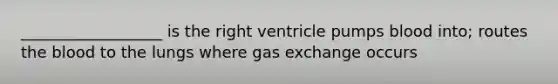 __________________ is the right ventricle pumps blood into; routes the blood to the lungs where gas exchange occurs