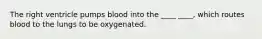 The right ventricle pumps blood into the ____ ____, which routes blood to the lungs to be oxygenated.