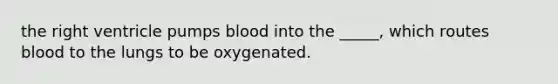 the right ventricle pumps blood into the _____, which routes blood to the lungs to be oxygenated.