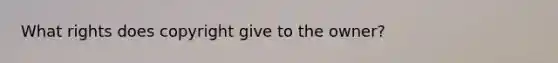 What rights does copyright give to the owner?