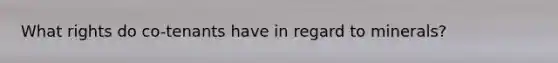 What rights do co-tenants have in regard to minerals?