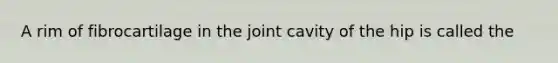 A rim of fibrocartilage in the joint cavity of the hip is called the