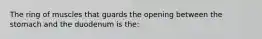 The ring of muscles that guards the opening between the stomach and the duodenum is the: