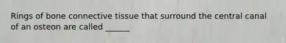 Rings of bone <a href='https://www.questionai.com/knowledge/kYDr0DHyc8-connective-tissue' class='anchor-knowledge'>connective tissue</a> that surround the central canal of an osteon are called ______