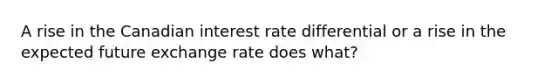 A rise in the Canadian interest rate differential or a rise in the expected future exchange rate does what?