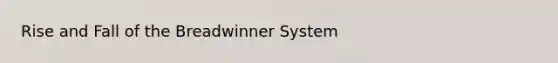 Rise and Fall of the Breadwinner System