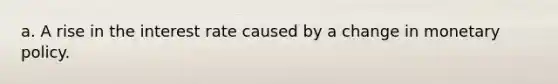 a. A rise in the interest rate caused by a change in monetary policy.