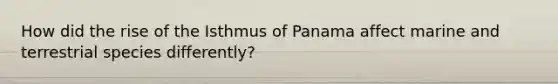 How did the rise of the Isthmus of Panama affect marine and terrestrial species differently?