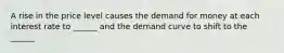 A rise in the price level causes the demand for money at each interest rate to ______ and the demand curve to shift to the ______