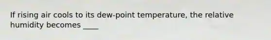 If rising air cools to its dew-point temperature, the relative humidity becomes ____