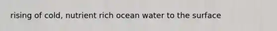 rising of cold, nutrient rich ocean water to the surface