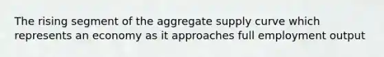 The rising segment of the aggregate supply curve which represents an economy as it approaches full employment output