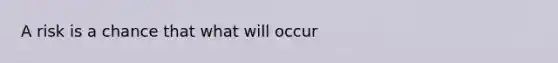 A risk is a chance that what will occur