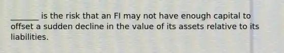 _______ is the risk that an FI may not have enough capital to offset a sudden decline in the value of its assets relative to its liabilities.