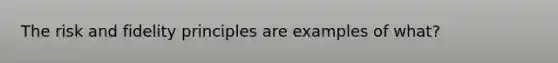 The risk and fidelity principles are examples of what?