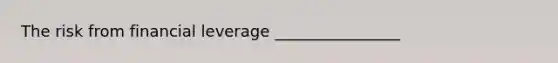 The risk from financial leverage ________________