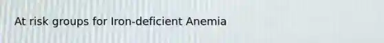 At risk groups for Iron-deficient Anemia