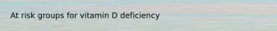 At risk groups for vitamin D deficiency