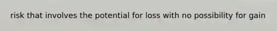 risk that involves the potential for loss with no possibility for gain