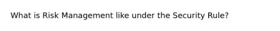 What is Risk Management like under the Security Rule?
