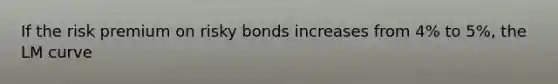 If the risk premium on risky bonds increases from 4​% to 5​%, the LM curve