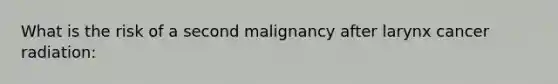 What is the risk of a second malignancy after larynx cancer radiation: