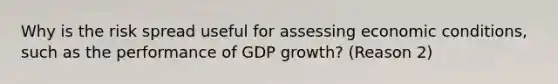 Why is the risk spread useful for assessing economic conditions, such as the performance of GDP growth? (Reason 2)