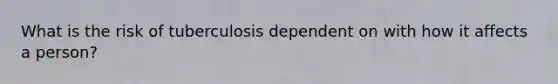 What is the risk of tuberculosis dependent on with how it affects a person?