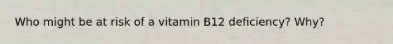 Who might be at risk of a vitamin B12 deficiency? Why?