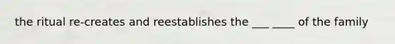 the ritual re-creates and reestablishes the ___ ____ of the family