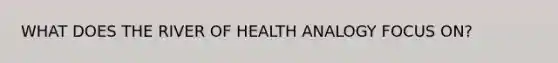 WHAT DOES THE RIVER OF HEALTH ANALOGY FOCUS ON?