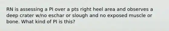 RN is assessing a PI over a pts right heel area and observes a deep crater w/no eschar or slough and no exposed muscle or bone. What kind of PI is this?