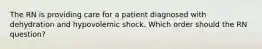 The RN is providing care for a patient diagnosed with dehydration and hypovolemic shock. Which order should the RN question?