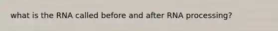 what is the RNA called before and after RNA processing?