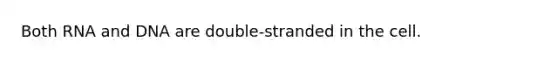 Both RNA and DNA are double-stranded in the cell.