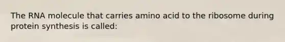 The RNA molecule that carries amino acid to the ribosome during protein synthesis is called: