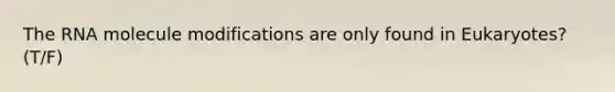 The RNA molecule modifications are only found in Eukaryotes? (T/F)