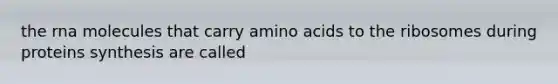 the rna molecules that carry <a href='https://www.questionai.com/knowledge/k9gb720LCl-amino-acids' class='anchor-knowledge'>amino acids</a> to the ribosomes during proteins synthesis are called