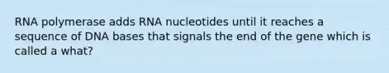 RNA polymerase adds RNA nucleotides until it reaches a sequence of DNA bases that signals the end of the gene which is called a what?