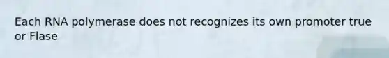 Each RNA polymerase does not recognizes its own promoter true or Flase